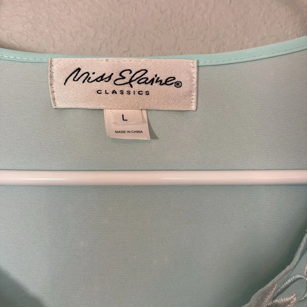 Miss Elaine Light Aqua Blue Long Sleeve Robe - Picture 2 of 6